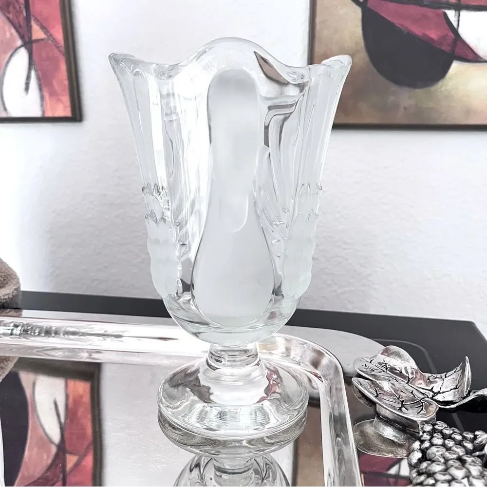 Mikasa Walther Vintage Frosted Lead Crystal Swan Pitcher
